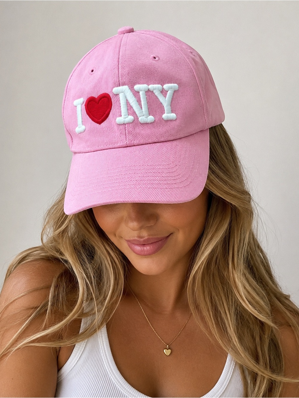 I Love NY Pink Baseball Cap Hat Adjustable Strapback Embroidered Heart NYC
